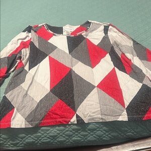 Alfred Dunner Red and Black Striped Top